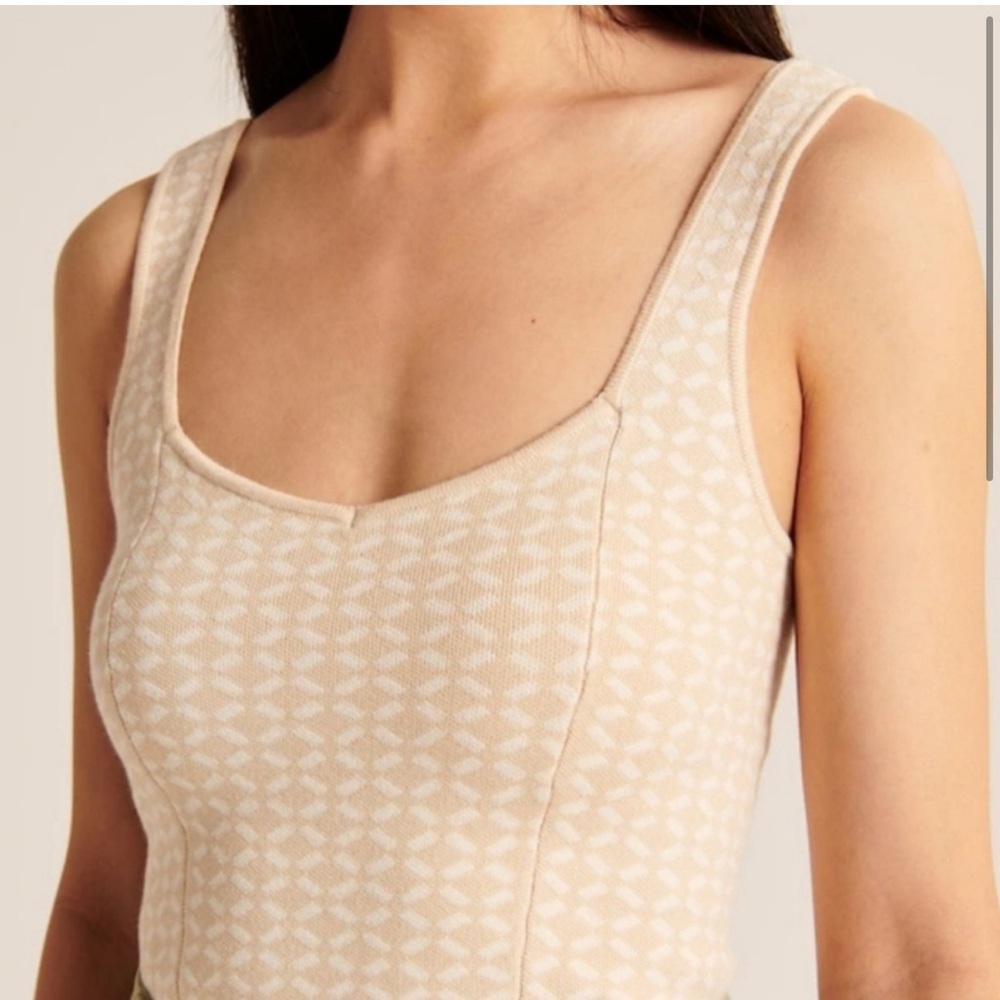 Abercrombie & Fitch Cream/Beige Patterned Tank Top